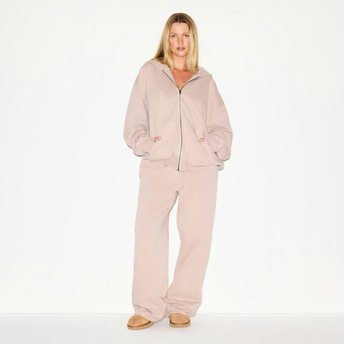 BOYFRIEND FLEECE OVERSIZED ZIP UP HOODIE