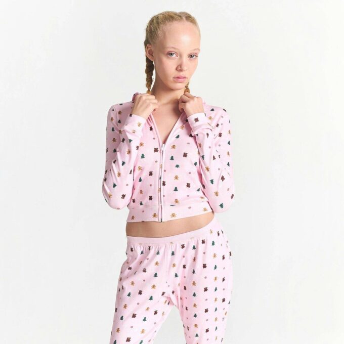 CACTUS PLANT FLEA MARKET X SKIMS PLUSH POINTELLE ZIP UP HOODIE CACTUS PLANT FLEA MARKET X SKIMS PLUSH POINTELLE ZIP UP HOODIE