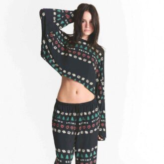 CACTUS PLANT FLEA MARKET X SKIMS SKIMS SLEEP CROPPED LONG SLEEVE AND PANT SET