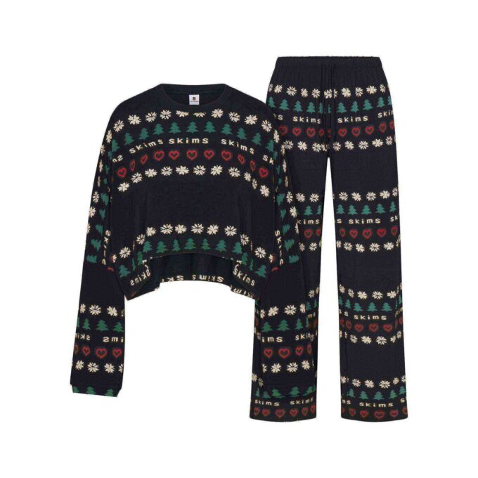 CACTUS PLANT FLEA MARKET X SKIMS SKIMS SLEEP CROPPED LONG SLEEVE AND PANT SET