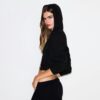 COTTON FLEECE CROPPED ZIP UP HOODIE