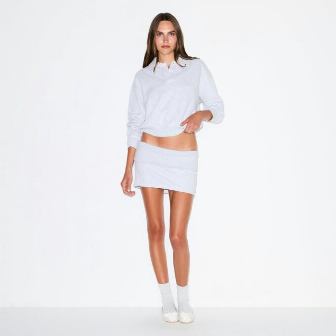 COTTON FLEECE FOLDOVER MINI SKIRT