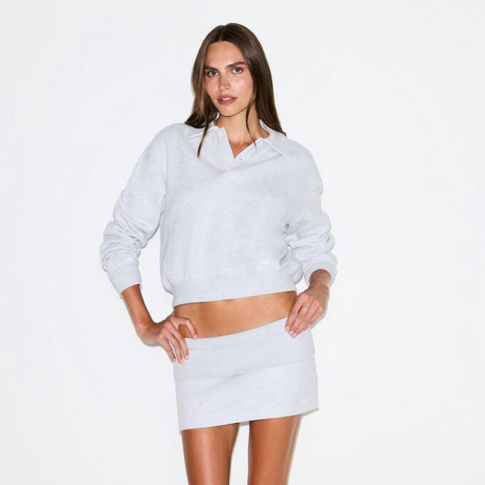 COTTON FLEECE FOLDOVER MINI SKIRT