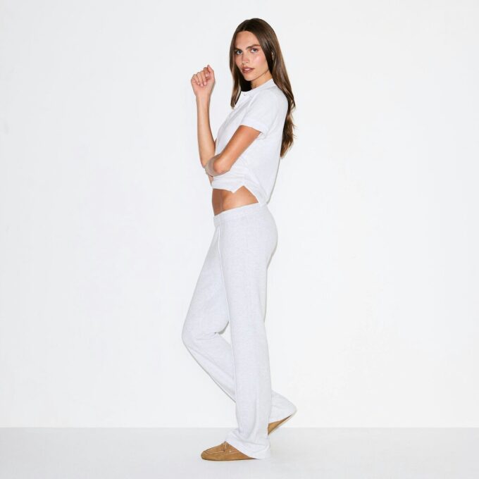 COTTON FLEECE LOW RISE SLIM PANT