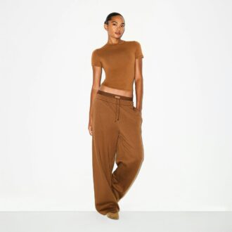 COTTON FLEECE OVERSIZED DOUBLE WAISTBAND PANT