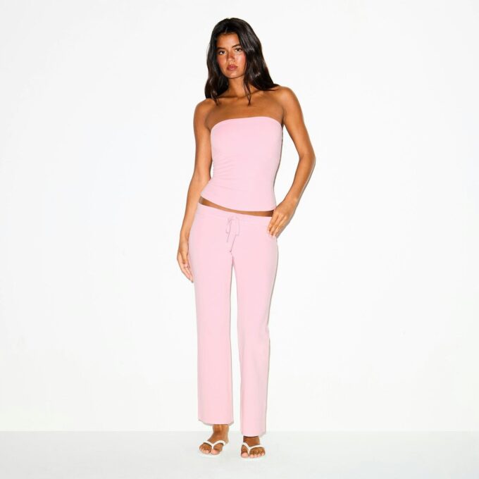 COTTON JERSEY LOW RISE CROP PANT