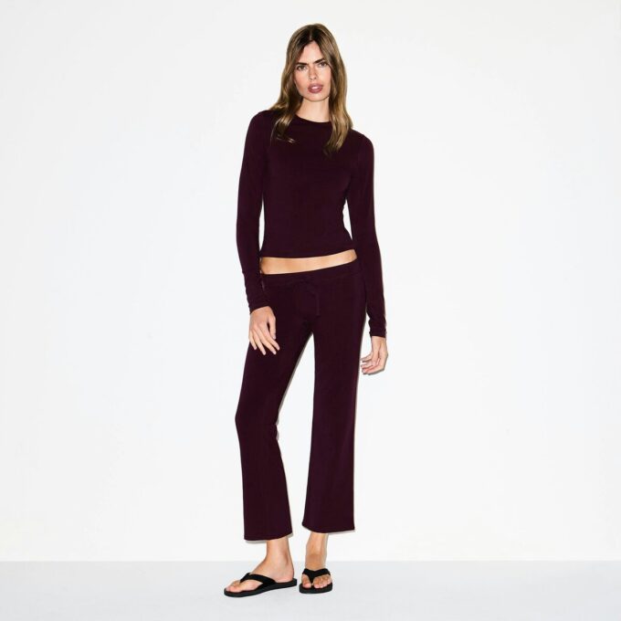 COTTON JERSEY LOW RISE CROP PANT