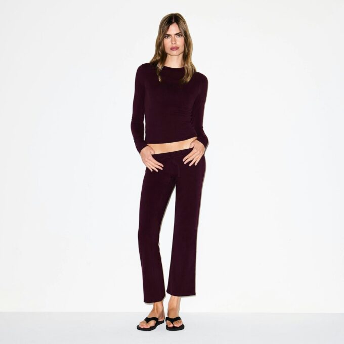 COTTON JERSEY LOW RISE CROP PANT
