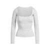 COTTON JERSEY SCOOP NECK LONG SLEEVE TOP