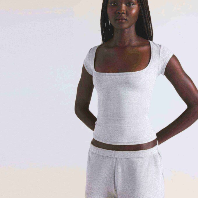 COTTON JERSEY SCOOP NECK T-SHIRT