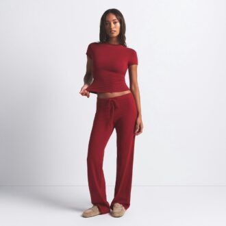 COTTON JERSEY STRAIGHT LEG PANT