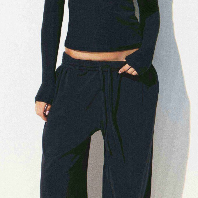 COTTON JERSEY WIDE LEG PANT