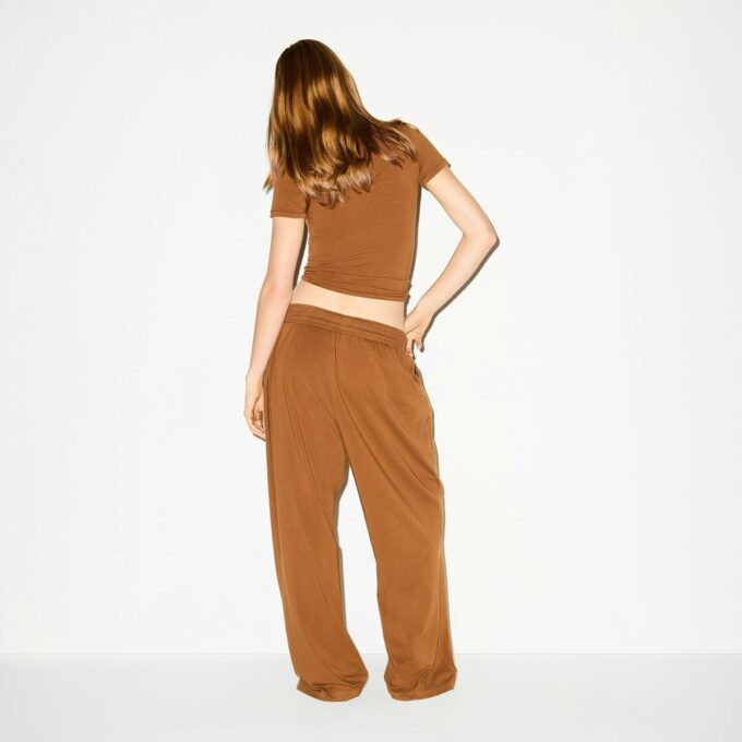 COTTON JERSEY WIDE LEG PANT