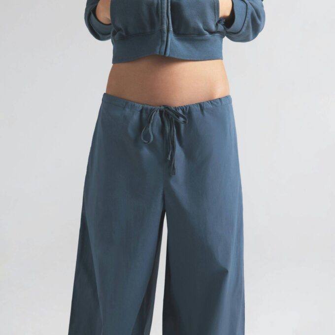 COTTON POPLIN STRAIGHT LEG PANT