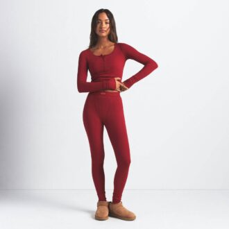 COTTON RIB SCOOP NECK HENLEY