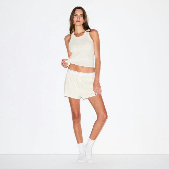 COTTON RIB SCOOP TANK AND SHORT SET