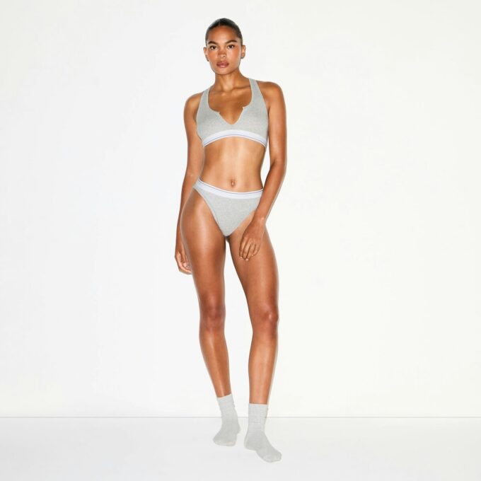 COTTON RIB SPLIT NECK BRALETTE