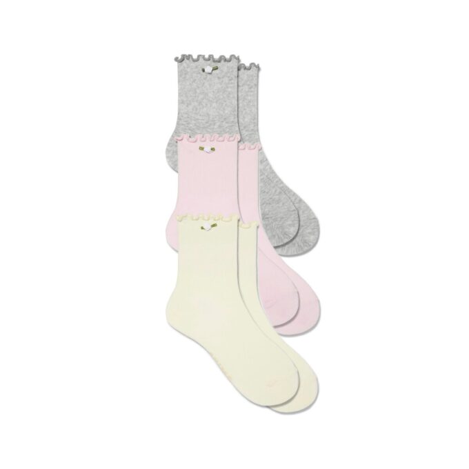 COTTON SEAMLESS JUNIORS LETTUCE EDGE SOCK 3-PACK