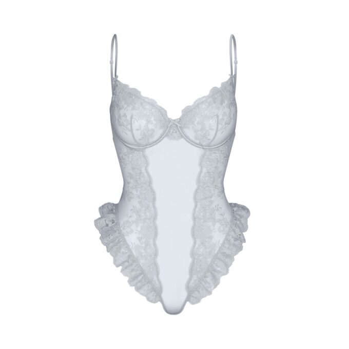 EMBROIDERED LINGERIE UNLINED CROTCHLESS TEDDY