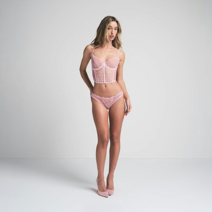 EMBROIDERED TULLE CROPPED CORSET