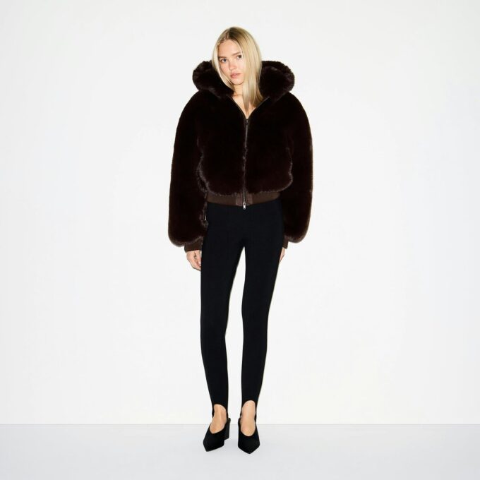 FAUX FUR ZIP UP JACKET