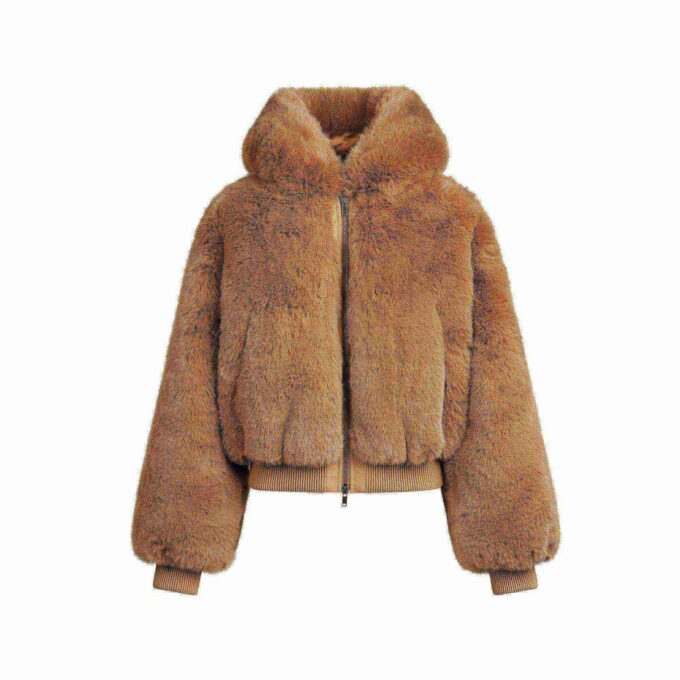 FAUX FUR ZIP UP JACKET