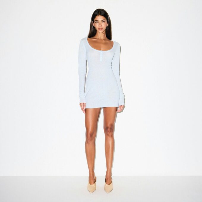 FEATHERWEIGHT CASHMERE HENLEY MINI DRESS
