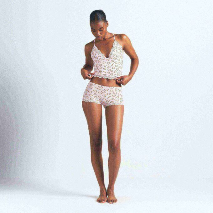 FITS EVERYBODY LACE TRIANGLE CAMI AND BOY SHORT SET