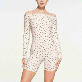 FITS EVERYBODY PICOT OFF THE SHOULDER ONESIE