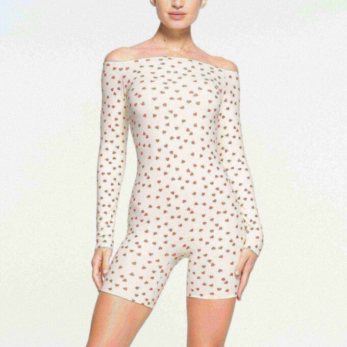 FITS EVERYBODY PICOT OFF THE SHOULDER ONESIE