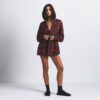 FLANNEL SLEEP OVERSIZED HOODED BUTTON UP SHIRT