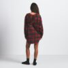 FLANNEL SLEEP OVERSIZED HOODED BUTTON UP SHIRT