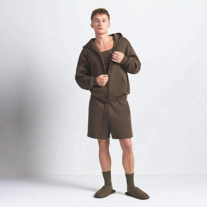 FLEECE LOUNGE MENS RELAXED ZIP UP HOODIE