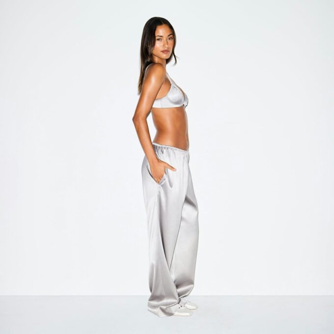 HEAVYWEIGHT SATIN WIDE LEG PANT