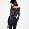 KNIT LACE BOATNECK TOP