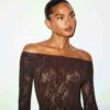 KNIT LACE BOATNECK TOP