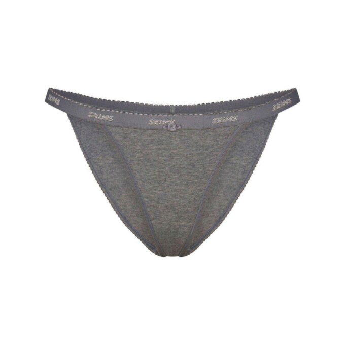 LIGHTWEIGHT COTTON LOGO PICOT STRING BIKINI