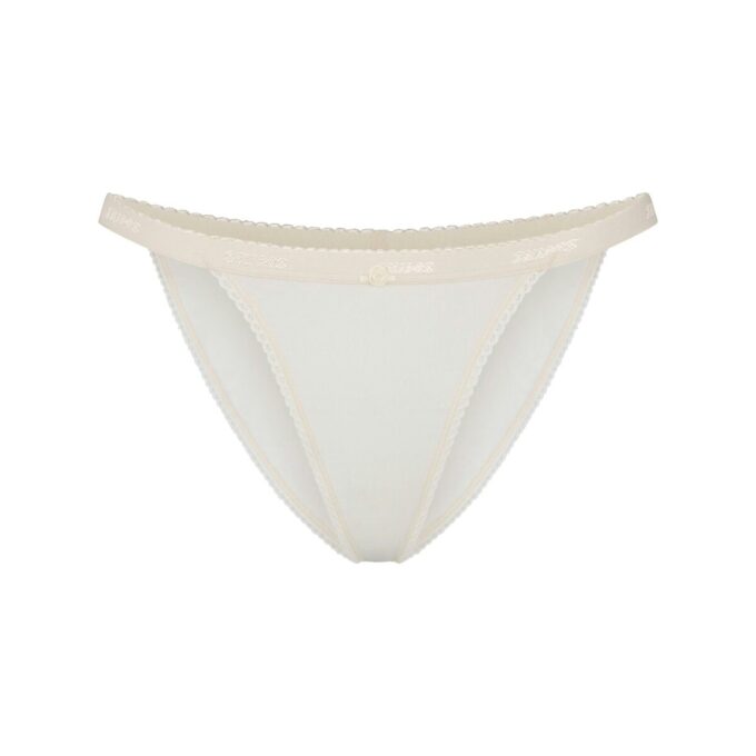 LIGHTWEIGHT COTTON LOGO PICOT STRING BIKINI