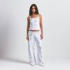 LOGO PLUSH POINTELLE RHINESTONE STRAIGHT LEG PANT