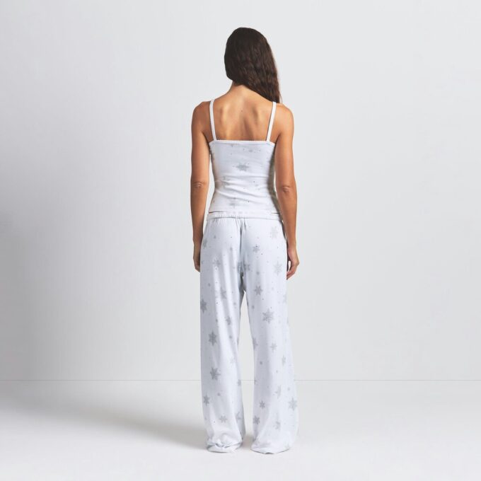 LOGO PLUSH POINTELLE RHINESTONE STRAIGHT LEG PANT