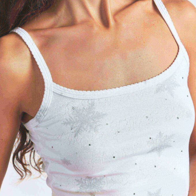 LOGO PLUSH POINTELLE RHINESTONE TANK