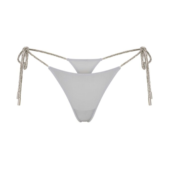 RHINESTONE KNIT TIE SIDE THONG