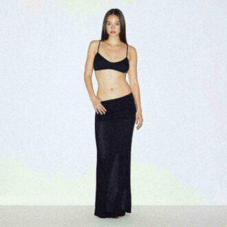 SHEER KNIT FOLDOVER LONG SKIRT