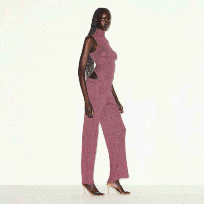 SHEER KNIT MOCK NECK TUNIC