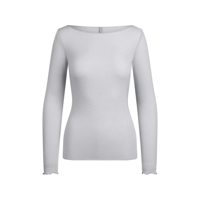 SHEER MODAL LONG SLEEVE BOATNECK TOP