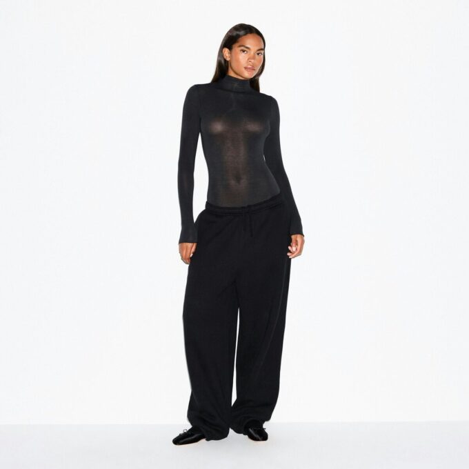 SHEER MODAL LONG SLEEVE TURTLENECK BODYSUIT