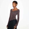 SHEER MODAL LONG SLEEVE V NECK