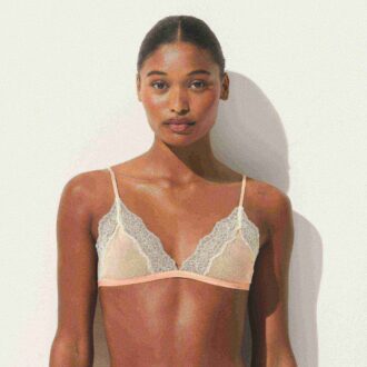 SHEER RIB LACE TRIANGLE BRALETTE