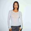 SHEER RIB LONG SLEEVE CREW NECK TOP