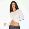 SHEER RIB LONG SLEEVE CREW NECK TOP SHEER RIB LONG SLEEVE CREW NECK TOP